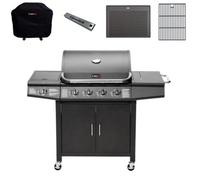 Cosmogrill Pro Deluxe 5 Gas Burner 4+1 Barbecue Grill Weatherproof Cover,cast Iron Griddle & Grate