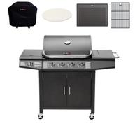 Cosmogrill Pro Deluxe 5 Gas Burner 4+1 Barbecue Grill With Cover, Pizza, Cast Iron Grate & Griddle