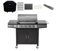 Cosmogrill Pro Deluxe 5 Gas Burner 4+1 Bbq Grill-Storage, Cover, Pizza, Cast Iron Griddle & Grate