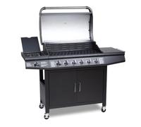 CosmoGrill Pro Deluxe 6+1 Gas BBQ with Weatherproof Cover, Black