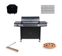 Cosmogrill Pro Deluxe 7 Gas Burner 6+1 Bbq Grill With Cover, Pizza Stone, Smoker Box & Cast Iron Grates