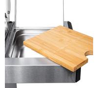 Cosmogrill Stainless Steel Side Table,bamboo Wooden Cutting Board & Storage- Platinum & Premium Black Bbq