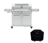 Cosmogrill Stainless Steel Yamara 6+2 Gas Bbq, Viewing Glass, 6 Main Burners With Cover
