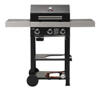 CosmoGrill Wabaya 3 Burner Gas Barbecue Garden Grill Ceramic Searer, Auto Ignition, Grease Tray, Thermometer, for Portable Outdoor Home Garden Balcony Cooking BBQ (Black)