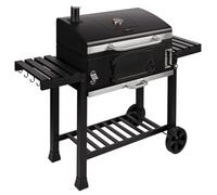 Cosmogrill Xxl Smoker Black Charcoal Barbecue With Wheels Foldable Side Tray