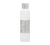 CosmoLiving by Cosmopolitan Ceramic Vase with Grey Striped Accents, 6" x 6" x 22", White