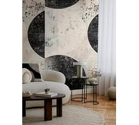 Livingwalls Cosmoplitan 791441 Photo Wallpaper with Circle Design in Black, White, Grey Graphic Non-Woven Wallpaper 8.80 m x 0.53 m Industrial Motif