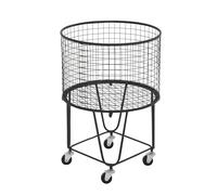 CosmoLiving by Cosmopolitan Metal Deep Set Metal Mesh Laundry Basket Storage Cart with Wheels, 17 Inch x 17 Inch x 25 Inch, Black