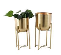 CosmoLiving by Cosmopolitan Metal Dome Planter with Removable Stand, Set of 2 19 Inch, 22 InchH, Gold