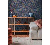 Cosmoliving By Cosmopolitan Midnight Botanica Beige Blue Lilac Non Woven Wallpaper Blue