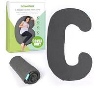 COSMOPLUS C Shaped Full Body Pillow Case for Maternity,Stretchy Cool Breathable Jersey Fabric,Provides Sleep and Pregnancy Support,Heather Grey