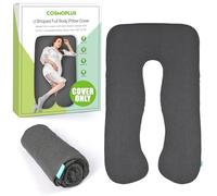 COSMOPLUS U Shaped Full Body Pillow Case for Maternity,Stretchy Cool Breathable Jersey Fabric, Provides Sleep and Pregnancy Support,Heather Grey