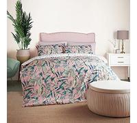 Cosmopolitan Dakota Reversable Leaf Print Duvet Set Super Soft Easy Care Designer Duvet Cover Quilt Bedding Set - Super King (220 cm x 260 cm) + 2 Matching Pillowcase, 541794GE