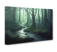 Cosmopolitan Forest Stream Canvas Wall Art Print Ready to Hang, Framed Picture for Living Room Bedroom Home Office Décor, 30x20 Inch (76x50 cm)
