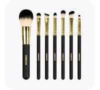 Cosmopolitan Make-Up Brushes, 7-Piece Makeup Brush Set, Full Collection for Foundation, Face Contouring & Eye Make Up, Home or Use Face Brush Kit, Silky Soft Bristles - Black & Gold, 80.0 grams