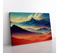 Cosmopolitan Mountain Landscape Canvas Wall Art Print Ready to Hang, Framed Picture for Living Room Bedroom Home Office Décor, 60x40 cm (24x16 Inch)