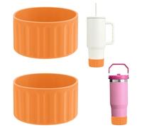 Cosmos 2 Pcs Protective Silicone Boot, Compatible with Stanley 40oz 30 oz Tumbler, Anti-Slip Water Bottle Bottom Sleeve Cover Cup Bottom Bumper Accessories, Reduces Noise & Scratches (Orange)