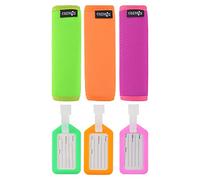 Cosmos ® 3 PCS Neoprene Handle Grip for Travel Bag Suitcase + 3 PCS Luggage Tags