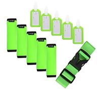 Cosmos 5 Pcs Fluorescent Green Comfort Neoprene Handle Wraps/Grip/Identifier + Luggage Tags + Fluorescent Green Nylon Add a Bag Luggage Strap