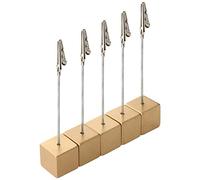Cosmos 5 Pcs Gold Color Cube Base Memo Clips Holder with Alligator Clip Clasp for Displaying Number Cards Name Cards Photos
