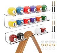 Cosmos Acrylic Billiard Ball Storage Shelf Set Pool Ball Wall Mount Rack Pool Accessory Wall Holder for 16 Balls Billiard Pool Ball Cue Ball Billiard Ball Rack in Billiard Room Bar (Transparent Clear)