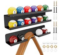 Cosmos Acrylic Billiard ball Storage Shelf Set Pool Wall Mount Rack, Pool Accessory Wall Holder for 16 Balls in Billiard Room Bar (Solid Black)