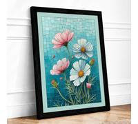 Cosmos Arrangement Botanical Framed Wall Art Print A3 (42×29.7cm) Black, Wall Decor for Living Room, Bedroom, Office & Home, Ready to Hang, Art Gift