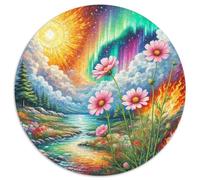 Cosmos Bipinnatus 1000 Piece Jigsaw Puzzles Round Jigsaw Classic Educational Games Color Challenge for Adults And Kids 1000pcs (67.5x67.5cm)
