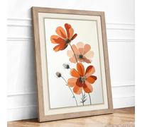 Cosmos Bloom Botanical Framed Wall Art Print A1 (84.1×59.4cm) Oak, Wall Decor for Living Room, Bedroom, Office & Home, Ready to Hang, Art Gift