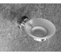 Cosmos Chrome Soap Holder with Glass Insert Stainless Steel Satin Glass