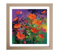 Cosmos Fauvism Framed Print | 18x18 Inch Oak Framed Wall Art | Ready to Hang | Modern Space Picture | Living Room Bedroom Lounge Office