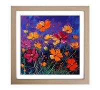 Cosmos Fauvism No.2 Framed Print | 18x18 Inch Oak Framed Wall Art | Ready to Hang | Modern Space Picture | Living Room Bedroom Lounge Office