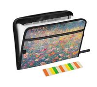 Cosmos Flower Field Accordion File Organizer Portable Expanding File Folder with Safe Zipper & Colorful Labels for A4 Papers Important Document Storage Letter Receipt