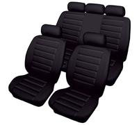 Cosmos Full Set Leatherlook Car Seat Covers with Separate Headrest Covers Enhances Vehicle Interior Easy Installation, Black Colour, 2855303 Carrera