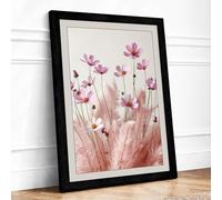 Cosmos in Bloom Botanical Framed Wall Art Print A1 (84.1×59.4cm) Black, Wall Decor for Living Room, Bedroom, Office & Home, Ready to Hang, Art Gift