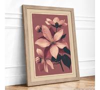 Cosmos in Bloom Botanical Framed Wall Art Print A1 (84.1×59.4cm) Oak, Wall Decor for Living Room, Bedroom, Office & Home, Ready to Hang, Art Gift