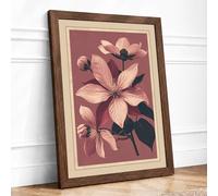 Cosmos in Bloom Botanical Framed Wall Art Print A1 (84.1×59.4cm) Walnut, Wall Decor for Living Room, Bedroom, Office & Home, Ready to Hang, Art Gift