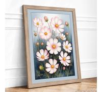 Cosmos in Bloom Botanical Framed Wall Art Print A2 Oak