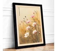 Cosmos in Bloom Japandi Framed Wall Art Print A1 (84.1×59.4cm) Black, Wall Decor for Living Room, Bedroom, Office & Home, Ready to Hang, Art Gift