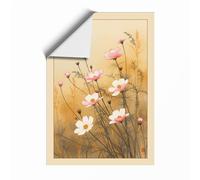 Cosmos in Bloom Japandi Unframed Wall Art Print A3 (42×29.7cm), Wall Decor for Living Room, Bedroom, Office & Home, Art Gift
