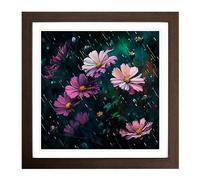 Cosmos Neo-Impressionism Framed Print | 18x18 Inch Walnut Framed Wall Art | Ready to Hang | Impressionist Space Picture | Living Room Bedroom Lounge Office