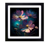 Cosmos Neo-Impressionism No.1 Framed Print | 18x18 Inch Black Framed Wall Art | Ready to Hang | Impressionist Space Picture | Living Room Bedroom Lounge Office
