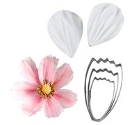Cosmos Petals Fondant Mould Sets 5pcs Cookie Cutters+Silicone Moulds Cake Toppers Clay 1.3"-2.0"