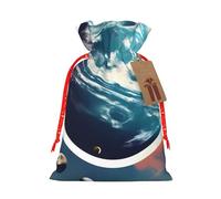 Cosmos Planet Earth Print Christmas Drawstring Bag Christmas Gift Bag Decoration Bags Christmas Party