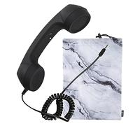 Cosmos Retro Handset Cell Phone Receiver MIC Microphone Speaker for Smartphone Cellphone with 3.5 mm Socket, Black Color with Marble Pattern Carrying Bag