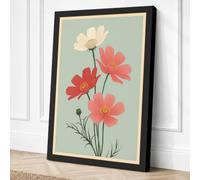 Cosmos Study Botanical Canvas Wall Art Print 24x16 Inch | Black