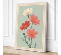 Cosmos Study Botanical Canvas Wall Art Print 24x16 Inch | Cream