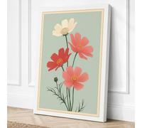 Cosmos Study Botanical Canvas Wall Art Print 30x20 Inch | White