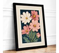 Cosmos Study Botanical Framed Wall Art Print A2 (59.4×42cm) Black, Wall Decor for Living Room, Bedroom, Office & Home, Ready to Hang, Art Gift