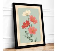 Cosmos Study Botanical Framed Wall Art Print A3 (42×29.7cm) Black, Wall Decor for Living Room, Bedroom, Office & Home, Ready to Hang, Art Gift